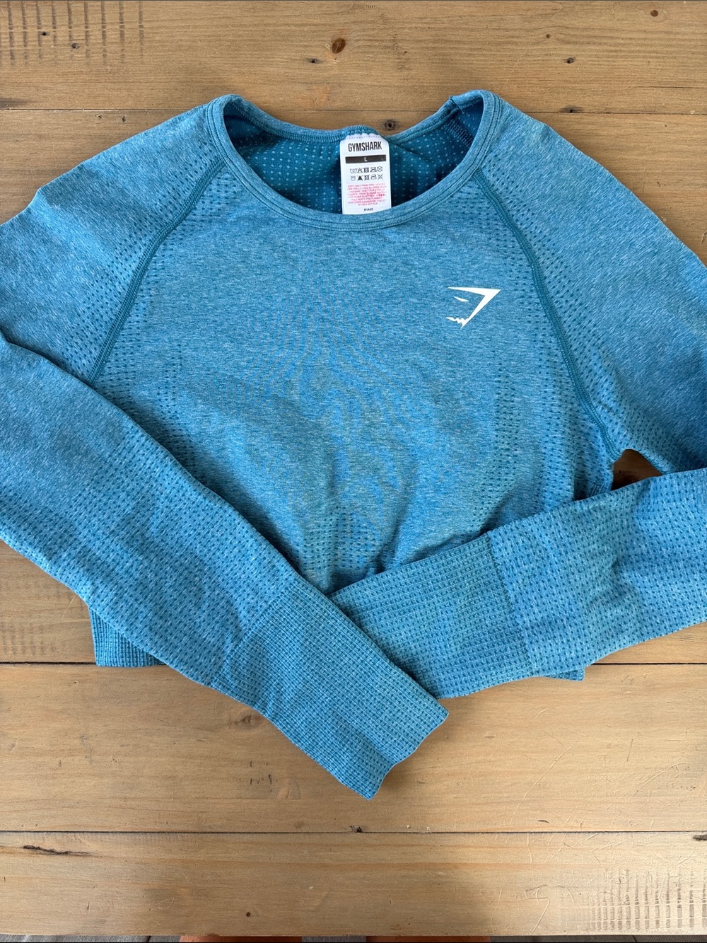 Gymshark Blue Teal Long Sleeve Crop Shirt Size L